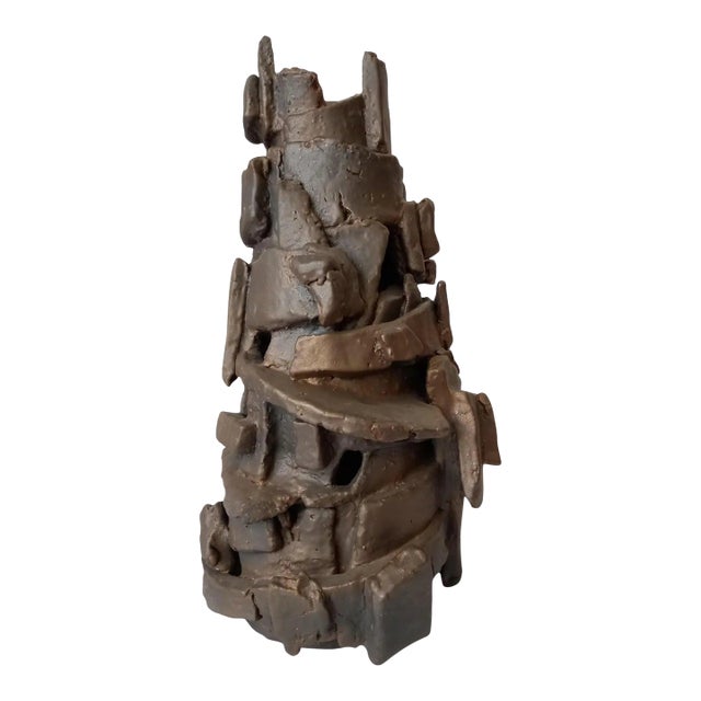 Architectural Brutalist Ceramic Sculpture Vase 'Babel' by Diane Grant For Sale