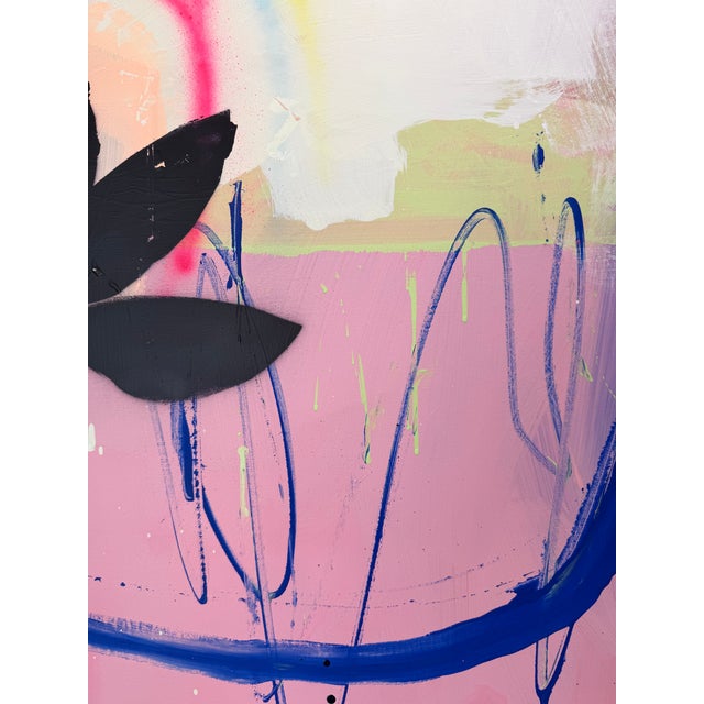 Contemporary Abstract Acrylics, Oil, Ink, Spray Paint, Screen Printing on Canvas "Not for the Everyday" by Manuela Karin Knaut For Sale - Image 9 of 10