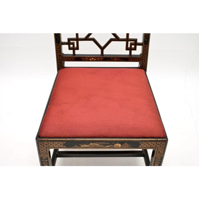 Black Antique Lacquered Chinoiserie Chair, 1900 For Sale - Image 8 of 10