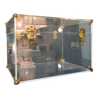 Hollywood Regency Lucite & Brass Trunk For Sale
