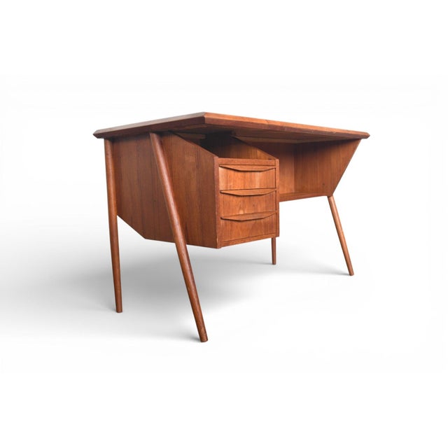 Brown Mid 20th Century Atomic Danish Modern Teak Desk Attributed to Tibergaard For Sale - Image 8 of 13
