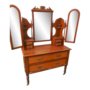 Late 19th Century 3 Mirror Antique Vanity Dresser