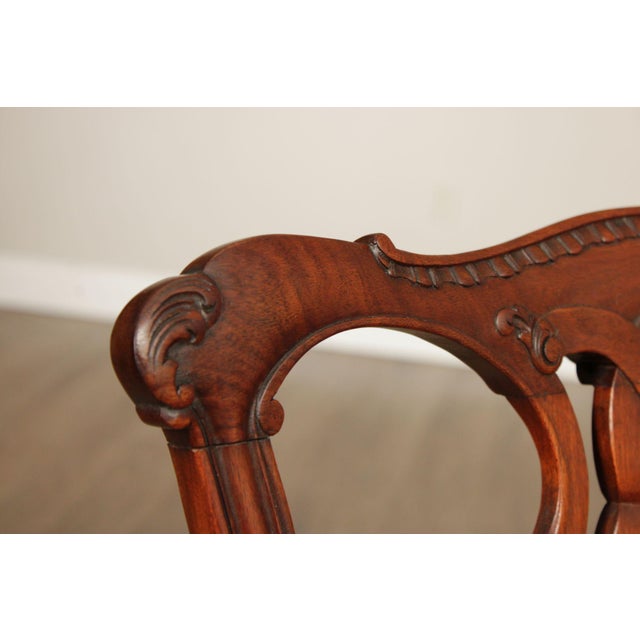 Late 20th Century Baker Furniture Chippendale Style Set of Five Mahogany Dining Chairs For Sale - Image 5 of 12