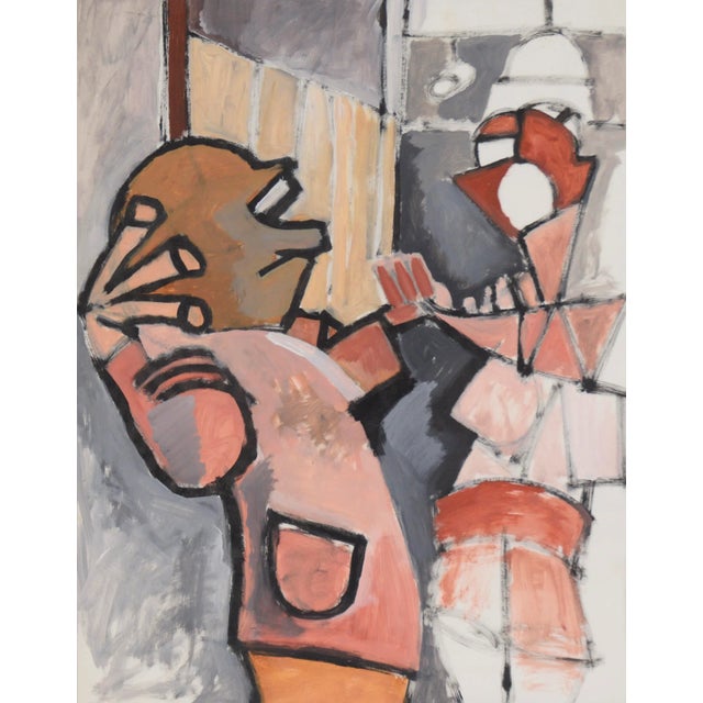 Abstract Expressionism Monday Grays - Original Figurative Oil on Paper by Michael William Eggleston For Sale - Image 3 of 5