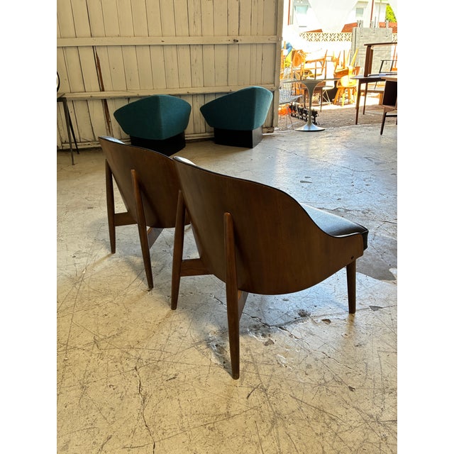 Mid Century Molded Plywood and Black Vinyl Chairs by Kodawood - A Pair For Sale In Phoenix - Image 6 of 7