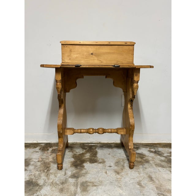 19th Century Antique English Pine Table With Podium Box For Sale - Image 5 of 10