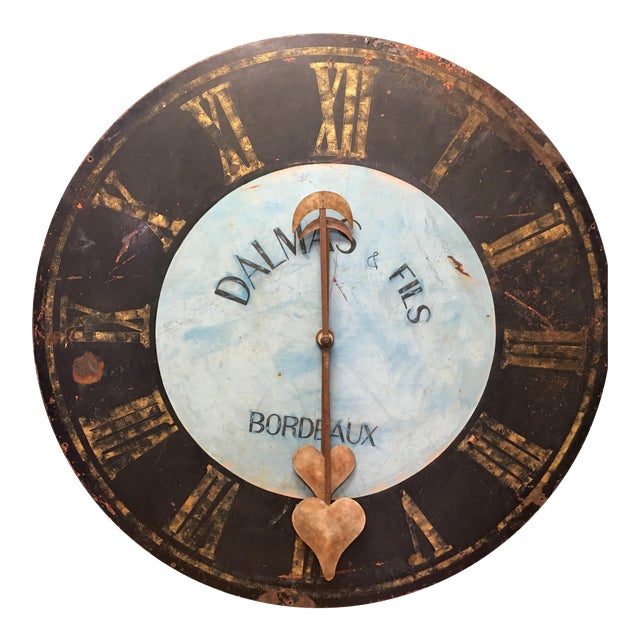 1910s Antique French Advertising Metal Clock For Sale
