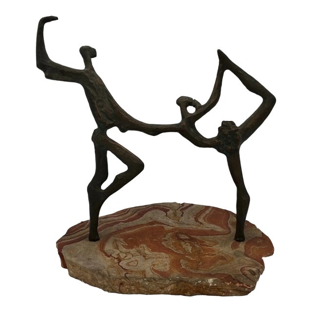 Mid Century Bronze Ballet Sculpture Brutalist Signed Katz For Sale