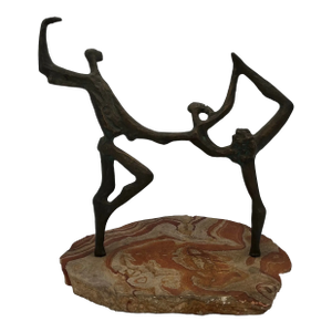Mid Century Bronze Ballet Sculpture Brutalist Signed Katz