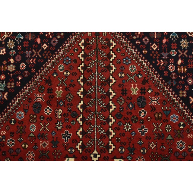 Red Abadeh Rug 3’5” X 4’10” Red Wool Vintage Tribal Hand-Knotted Carpet For Sale - Image 8 of 12