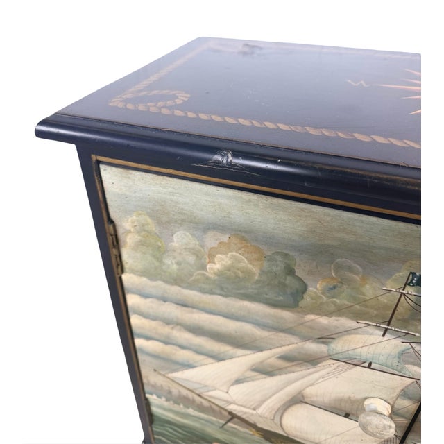 Pair of Hand-Painted Nautical Cabinets, Clipper Ship & Compass Rose Design For Sale - Image 15 of 18
