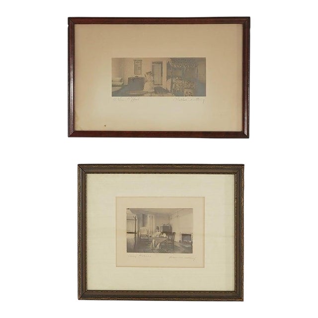 Antique Wallace Nutting Prints, ‘Lady Arabecca” & “A Fine Effect" Interior C1920 - Set of 2 For Sale