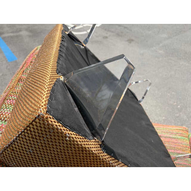 Modern 1990s Designer Lounge Chair With Ottoman, Lucite Legs For Sale - Image 3 of 11