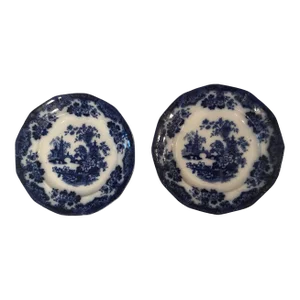 Late 19th Century Blue Flow Sobraon Plates- Set of 2