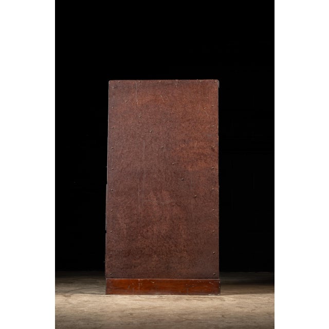 Antique Oak Filing Cabinet With Japanned Hardware For Sale - Image 4 of 17