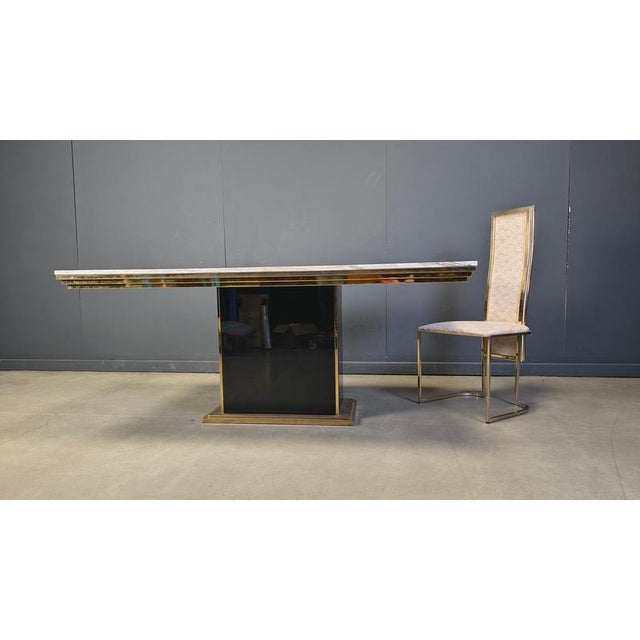 Vintage White Marble and Brass Dining Table, 1970s For Sale - Image 12 of 14