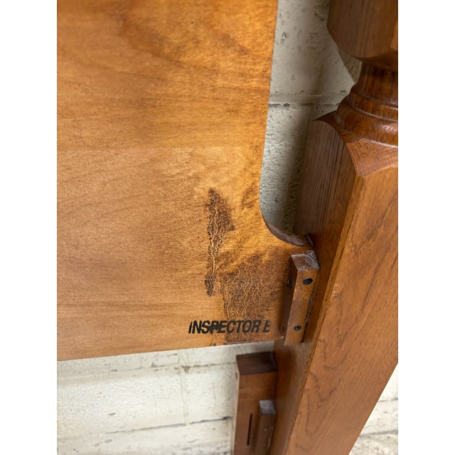 Vintage Queen or Full Size Oak Cannonball Pediment Headboard by Hood