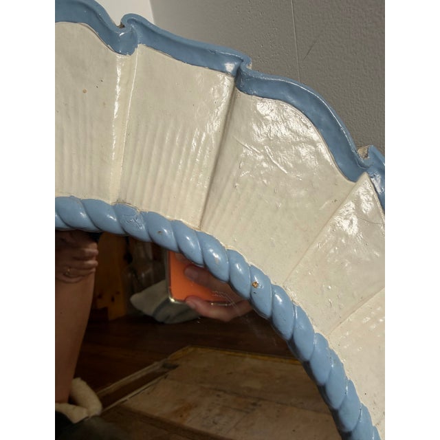 Vintage Painted Ruffled Oval Mirror With Bow For Sale - Image 6 of 10