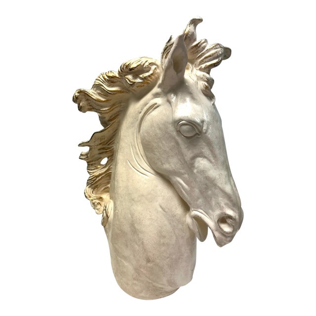 Vintage Plaster Horse Head Sculpture For Sale