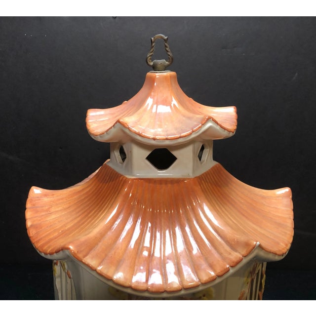 Chinoiserie Mid 20th Century Majolica Birdcage Glazed Ceramic For Sale - Image 3 of 5