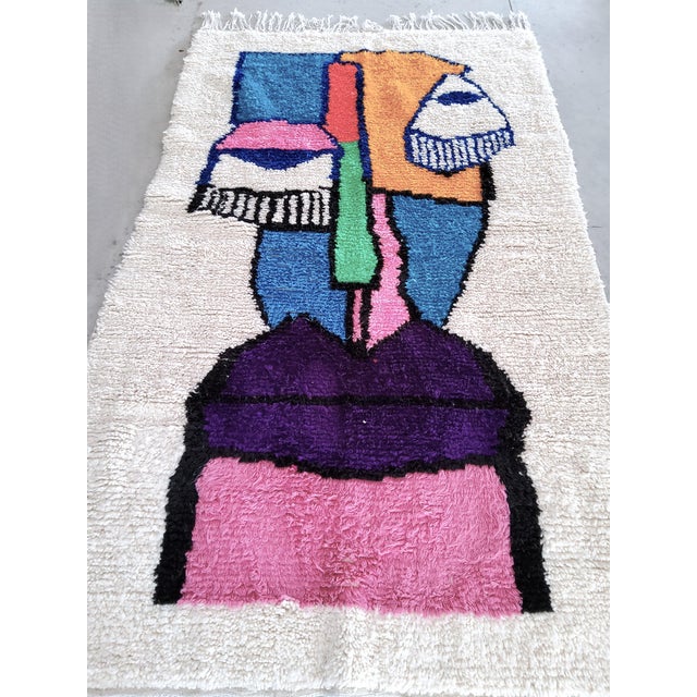 Berber Knotted Wool Rug For Sale - Image 3 of 7