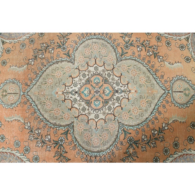 1970s Vintage Persian Handmade Wool Cotton Orange Area Rug For Sale - Image 11 of 11