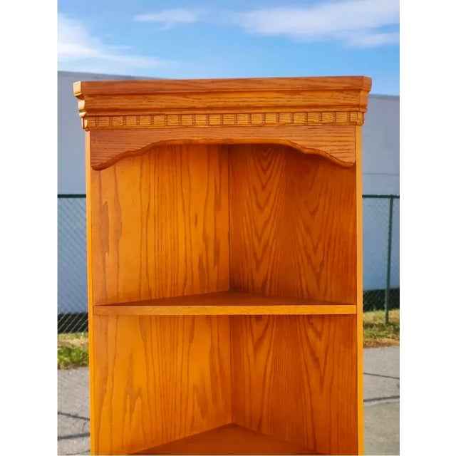 Traditional Vintage Traditional Style Solid Oak Corner Shelving Unit / Etagere For Sale - Image 3 of 9