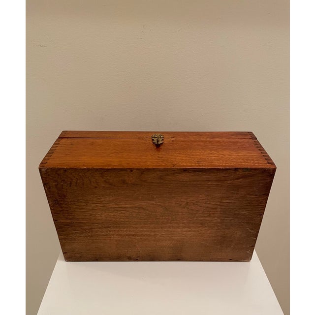 Vintage Ralph Lauren Style Solid Wood Desk / Document Storage Box C.1940s For Sale - Image 9 of 11