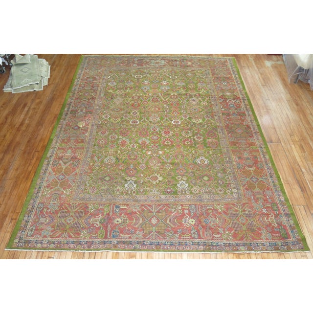 Green Antique Sultanabad Rug - 10' x 14'2" For Sale - Image 9 of 9