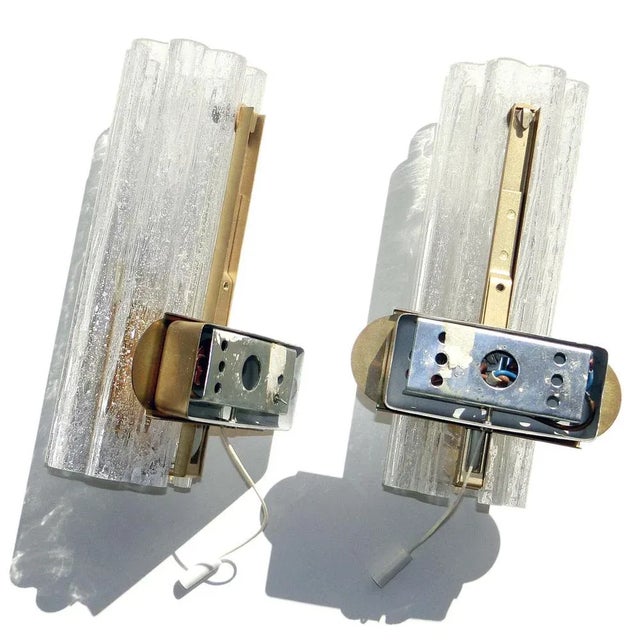 Mid-Century Hand-Blown Glass and Brass Wall Sconces from Doria Leuchten, Germany, 1970s, Set of 2 For Sale - Image 6 of 7