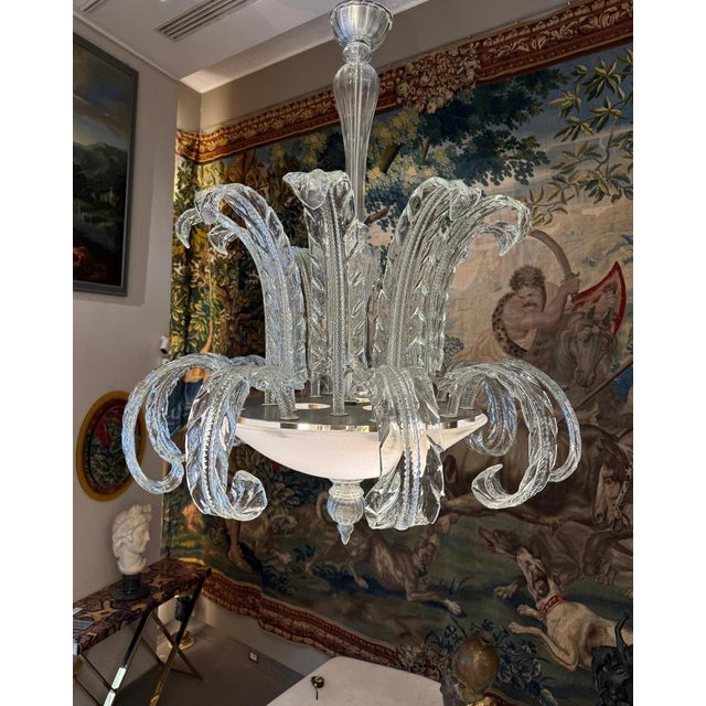 Art Deco Murano Glass Chandelier, 1940s For Sale - Image 10 of 13