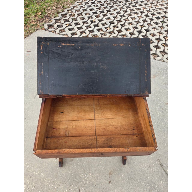 Late 19th Century Antique Victorian Wooden Child's Lift-Top School Desk For Sale - Image 5 of 10