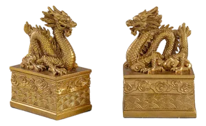 Imperial Gold Dragon Bookends