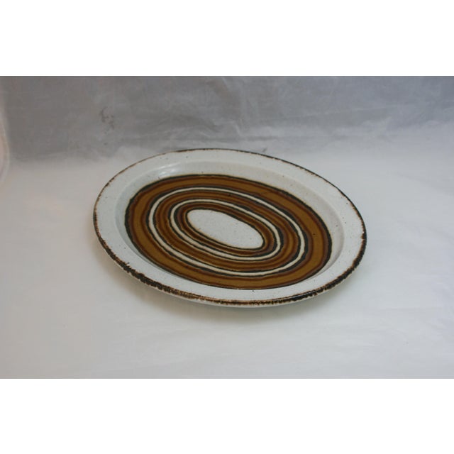 Mid Century English Stonehenge Midwinter Earth Brown & White Oval Platter For Sale - Image 4 of 9