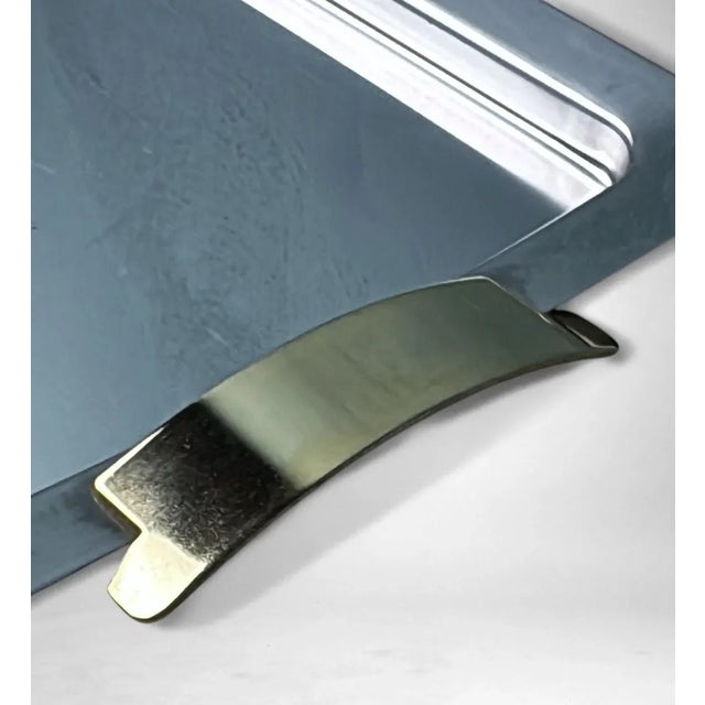 Late 20th Century Giugiaro Design Italian Polished Stainless Steel and Brass Tray For Sale - Image 10 of 18