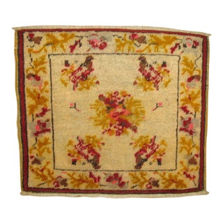 Early 20th Century Fine Floral Boho Turkish Scatter Mat Rug' - 1'3" x 1'5" For Sale