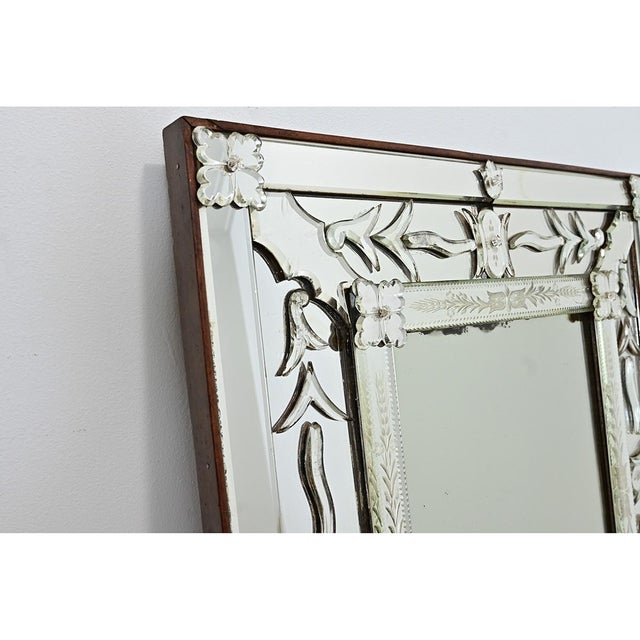 Vintage Italian Venetian Style Mirror in Wood Frame For Sale - Image 10 of 14