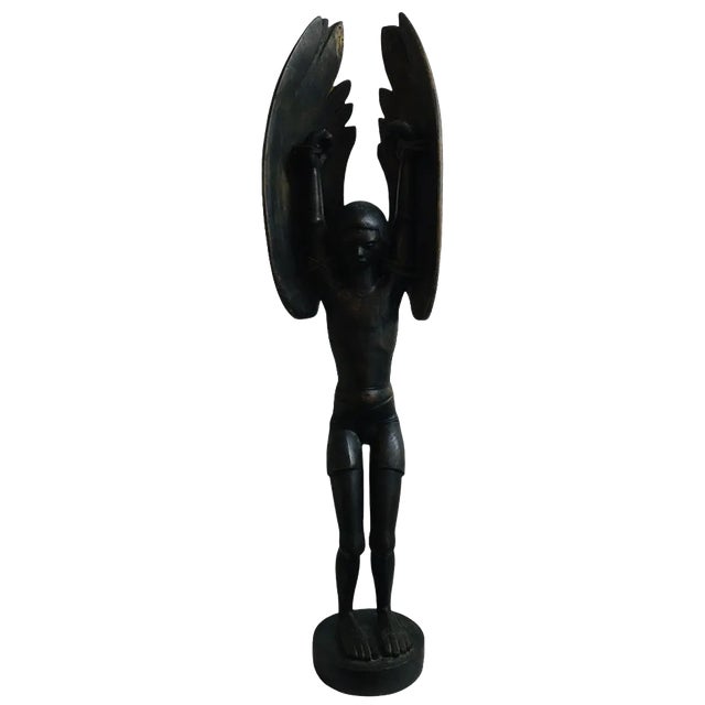 Nándor Záhorzik, Icarus Statue, 1960s, Beech For Sale