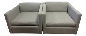 Knoll Charles Pfister Mid-Century Lounge Chairs in Grey - A Pair