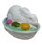 Mid-Century Modern Vintage Milk Glass Easter Bunny Rabbit Covered Painted Candy Trinket Dish & Lid For Sale - Image 3 of 12
