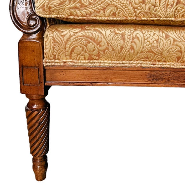 Drexel Heritage Neoclassical Bergère Chairs in Antique Cherry & Custom Upholstery - A Pair For Sale - Image 13 of 18