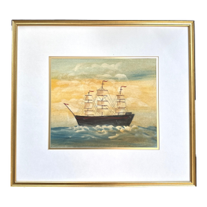 Folk Art Clipper Ship Watercolor