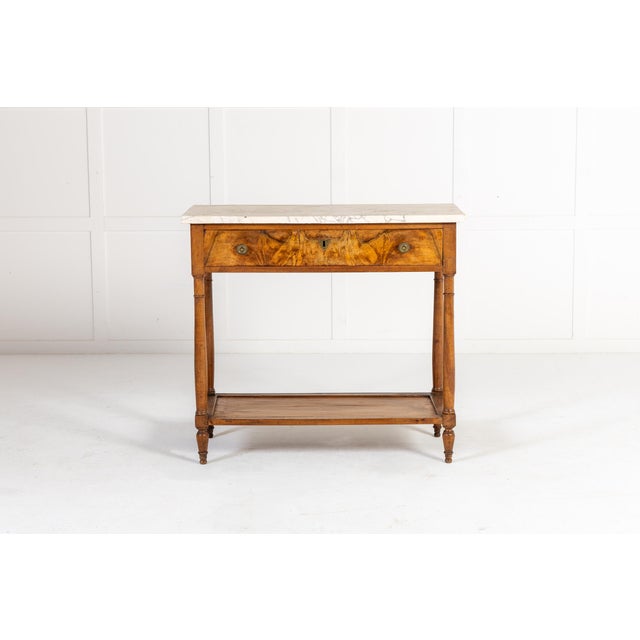 18th century french walnut console table an 18th century french walnut console table with marble top. this simple table...