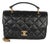 Black Quilted Lambskin Top Handle Envelope Flap Bag For Sale