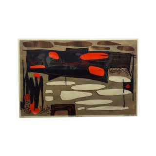 Clay Walker 1958 "Ediface with Ice" Woodcut Print For Sale
