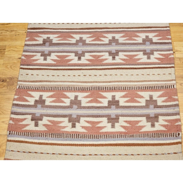 Textile Vintage American Southwestern Kilim Rug, Handwoven Stripe Pattern, Earth Tones, 3’ X 5’ For Sale - Image 7 of 12