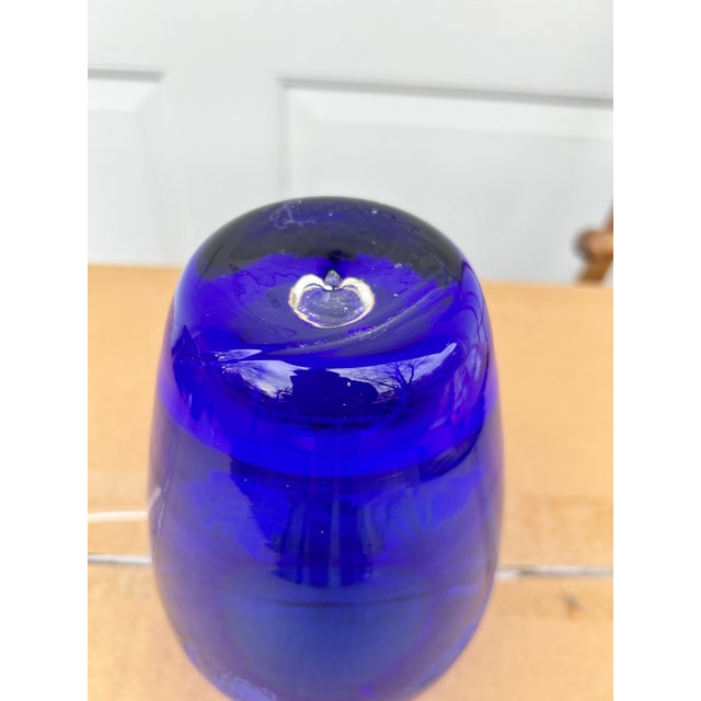 Blue Late 20th Century Perry Coyle Etched Glass Vase For Sale - Image 8 of 10