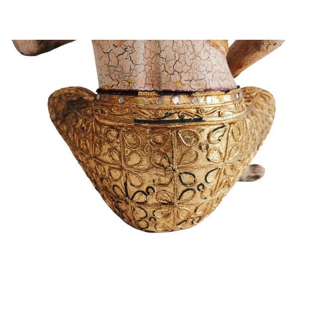 Large Vintage Buddha Monk Wooden Sculpture, 1970 For Sale - Image 15 of 18