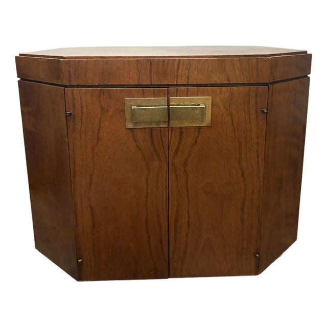 Mid Twentieth Century Attributed to Founders Furniture Mozambique Octagonal End Table With Brass Hardware For Sale