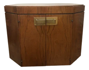 Mid Twentieth Century Attributed to Founders Furniture Mozambique Octagonal End Table With Brass Hardware
